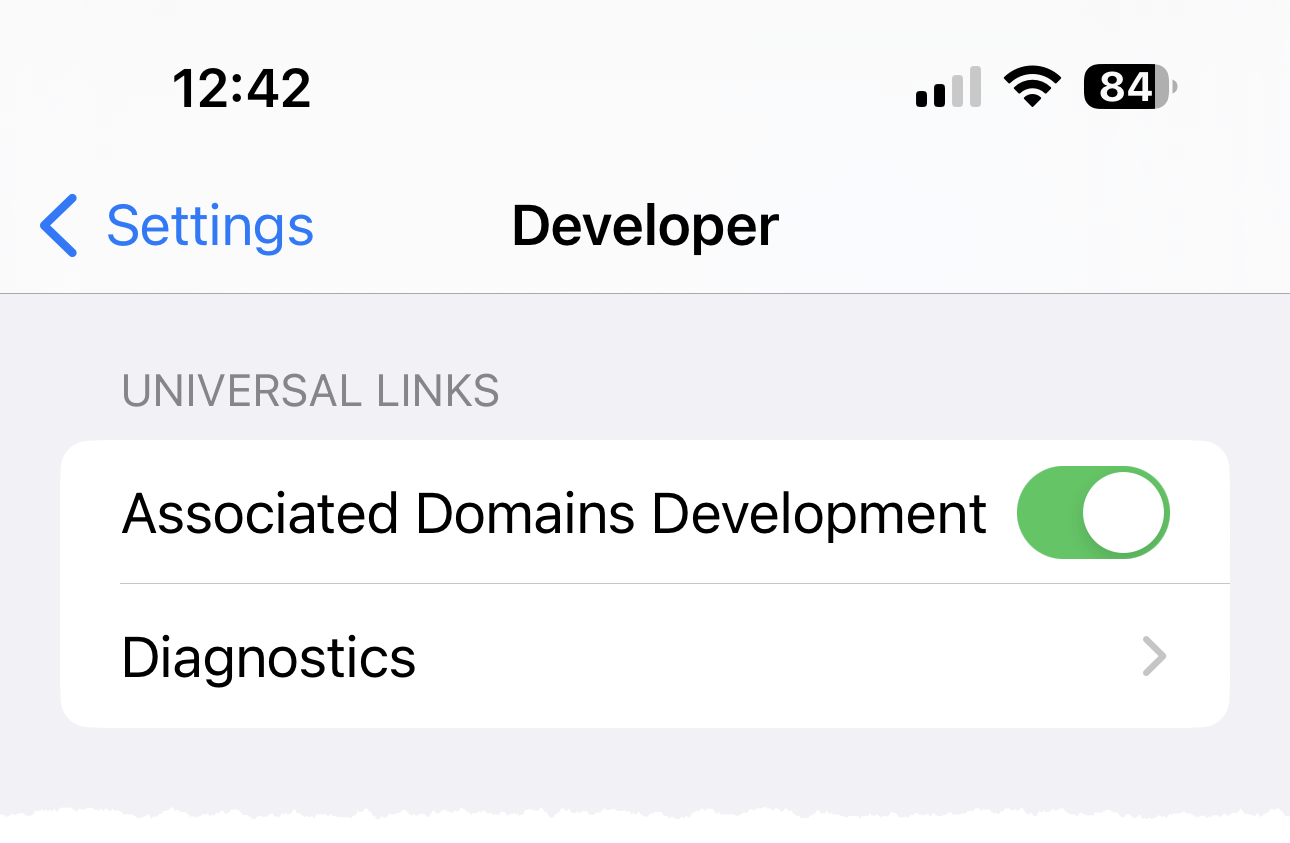 Associated Domains - Developer Mode iPhone