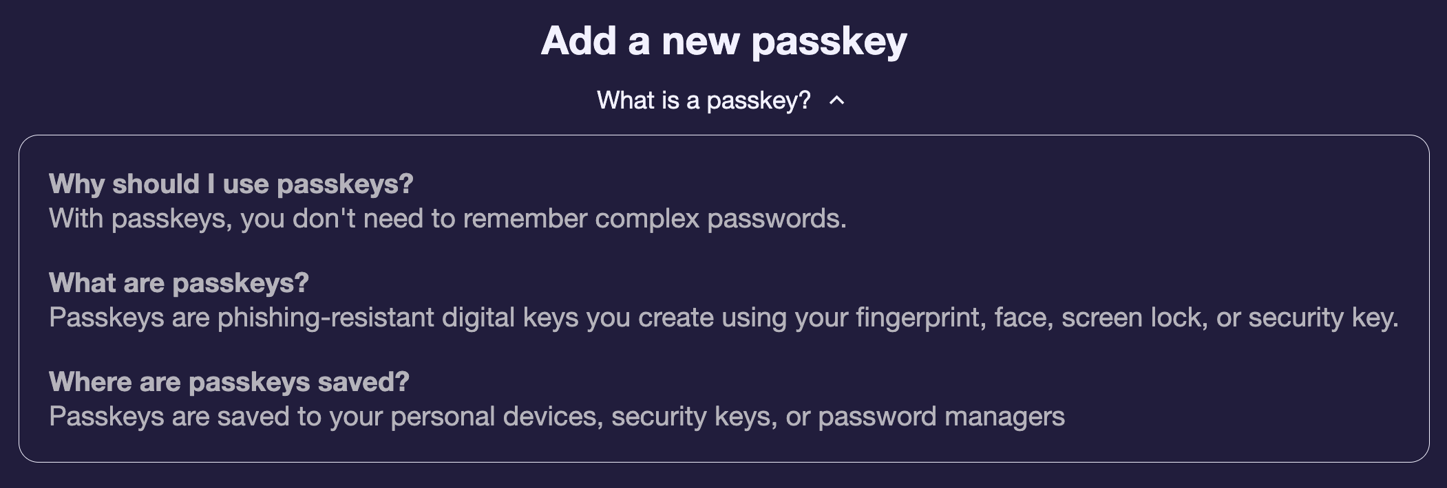 Wording for what is a passkey