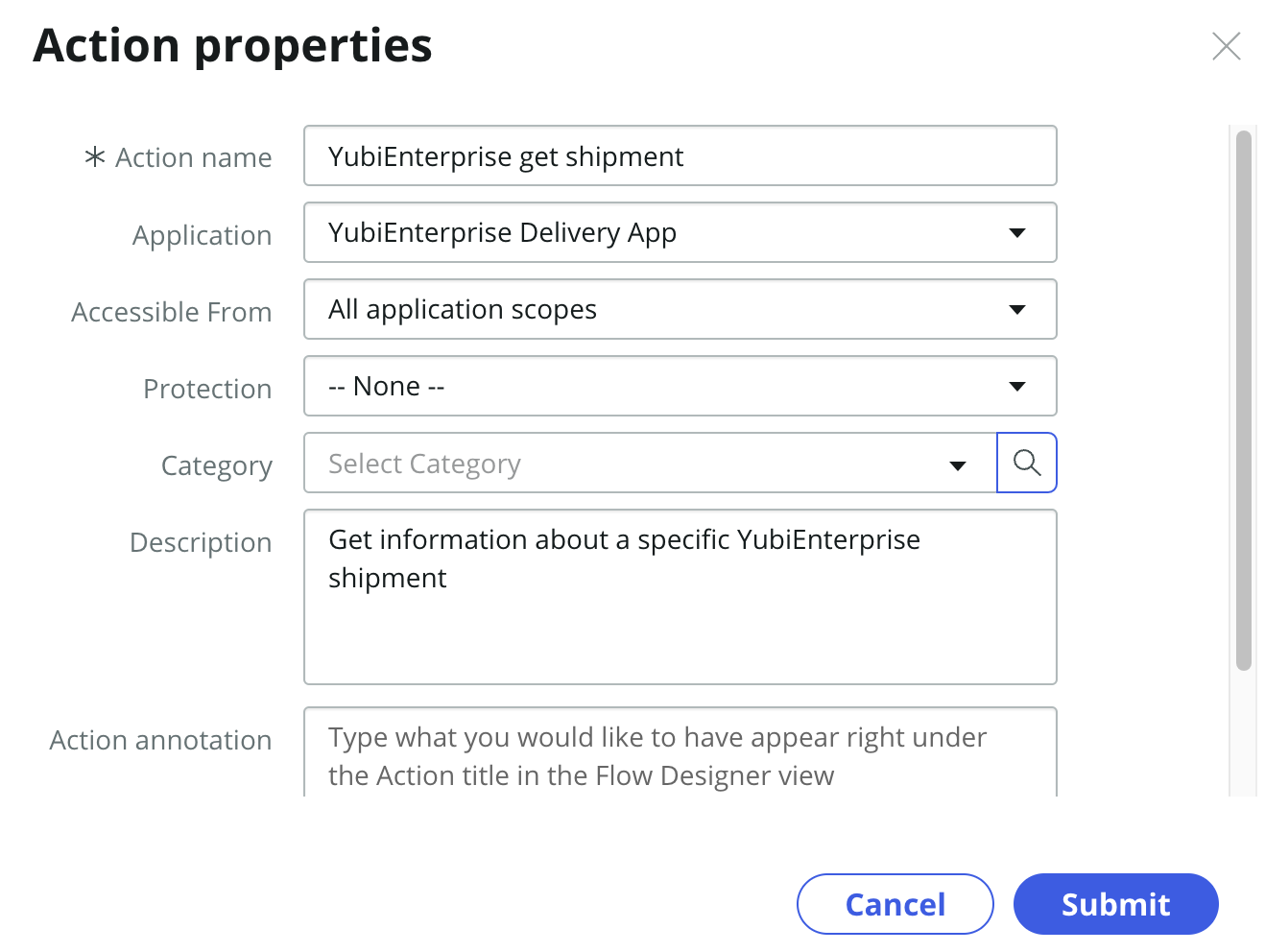 Configuration menu