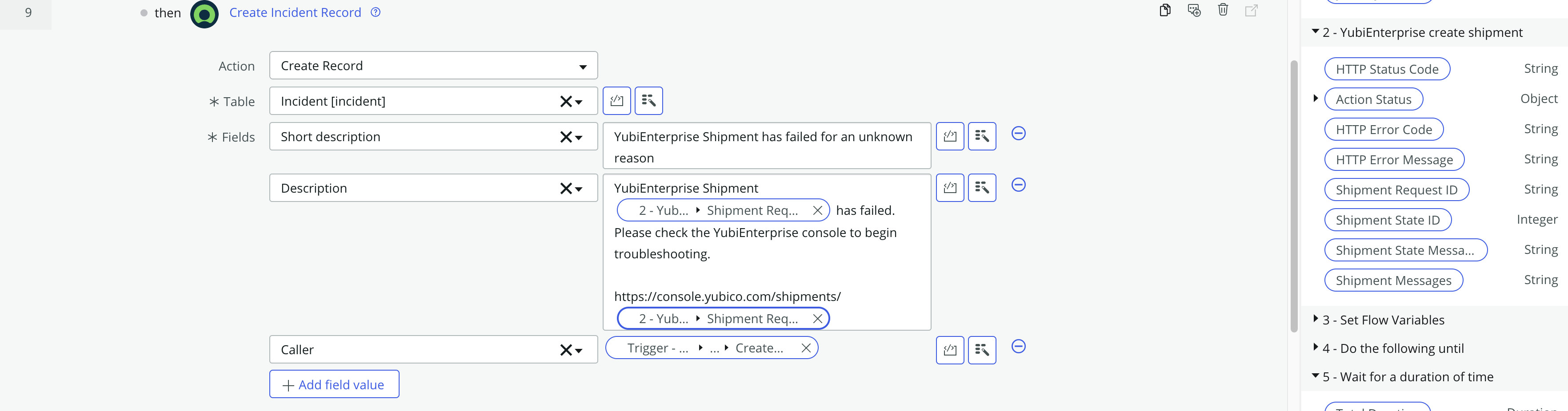 Create incident config