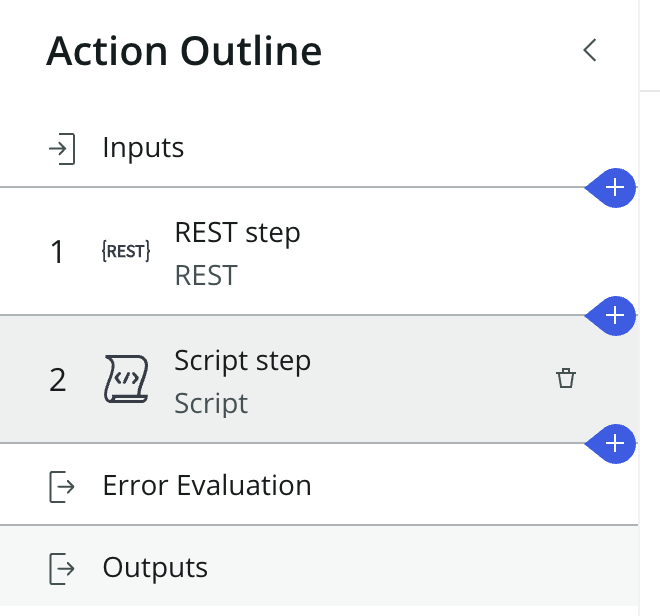 Action outline outputs