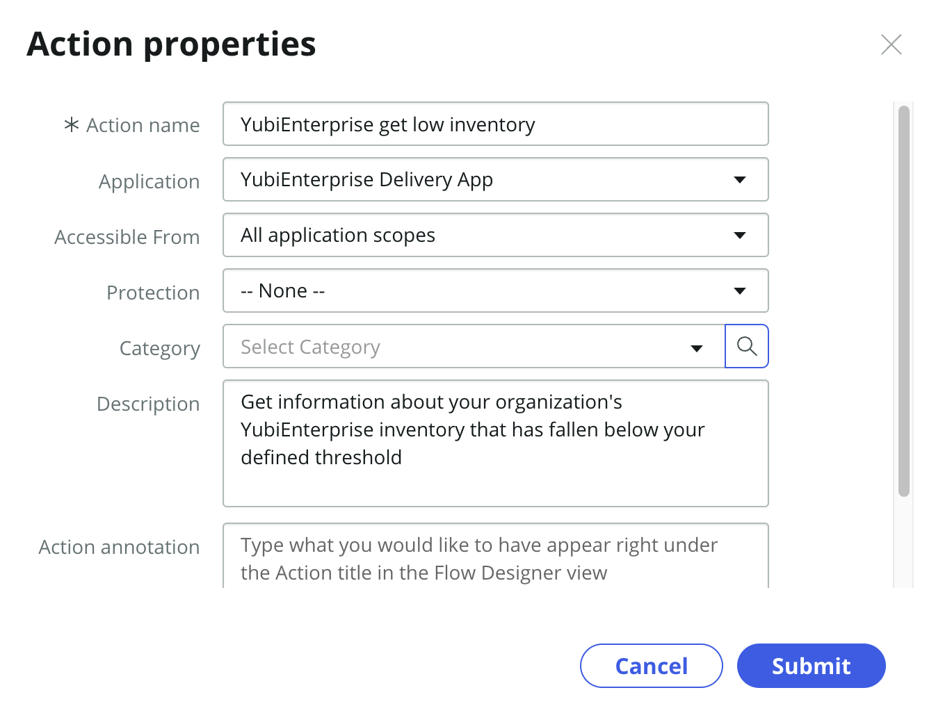 Configuration menu