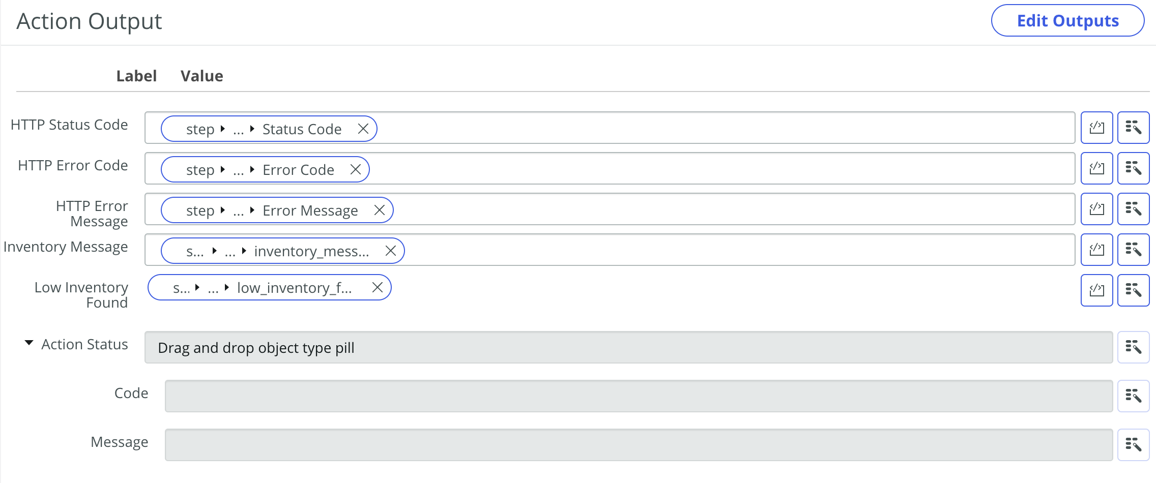 Inputs menu