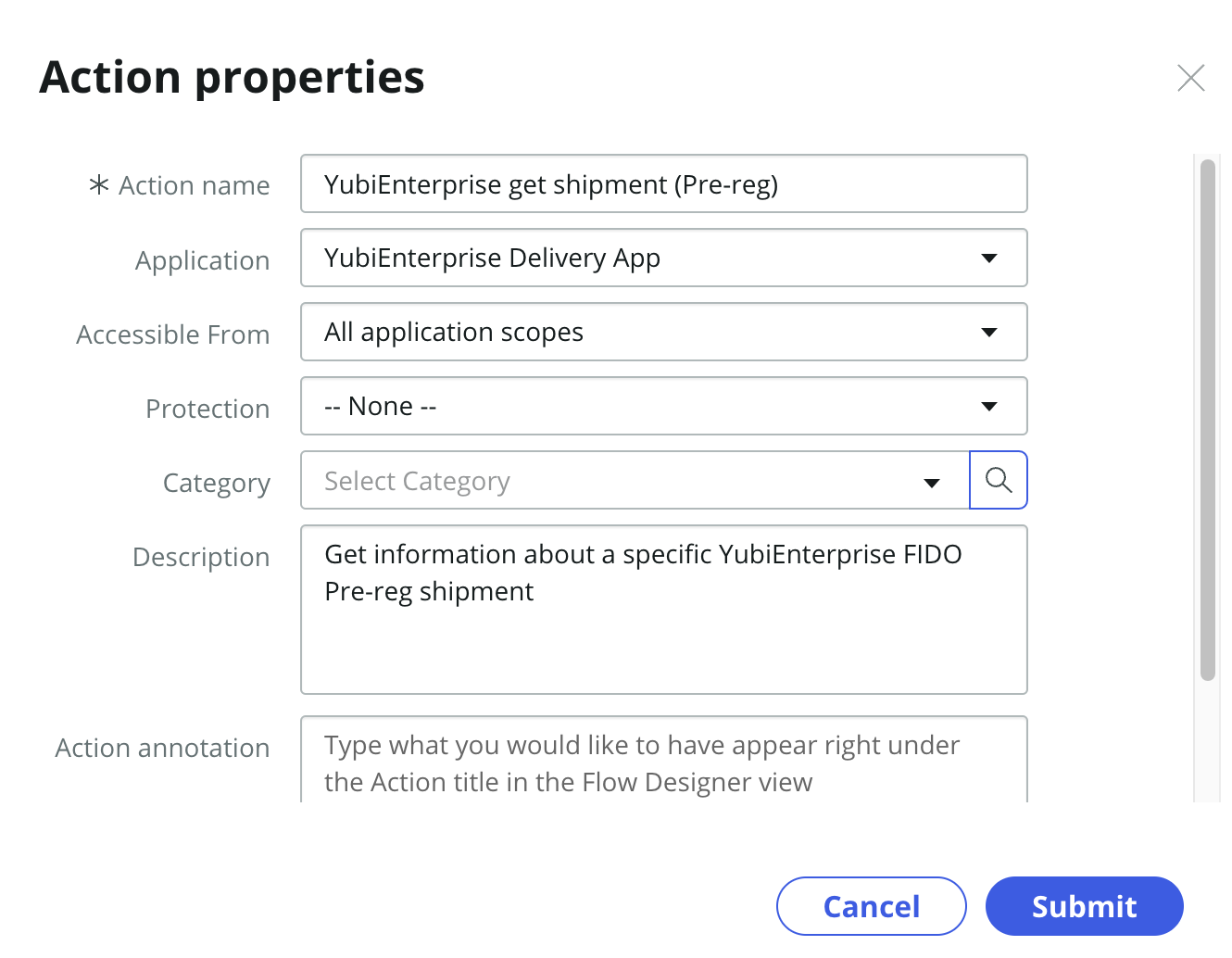 Configuration menu