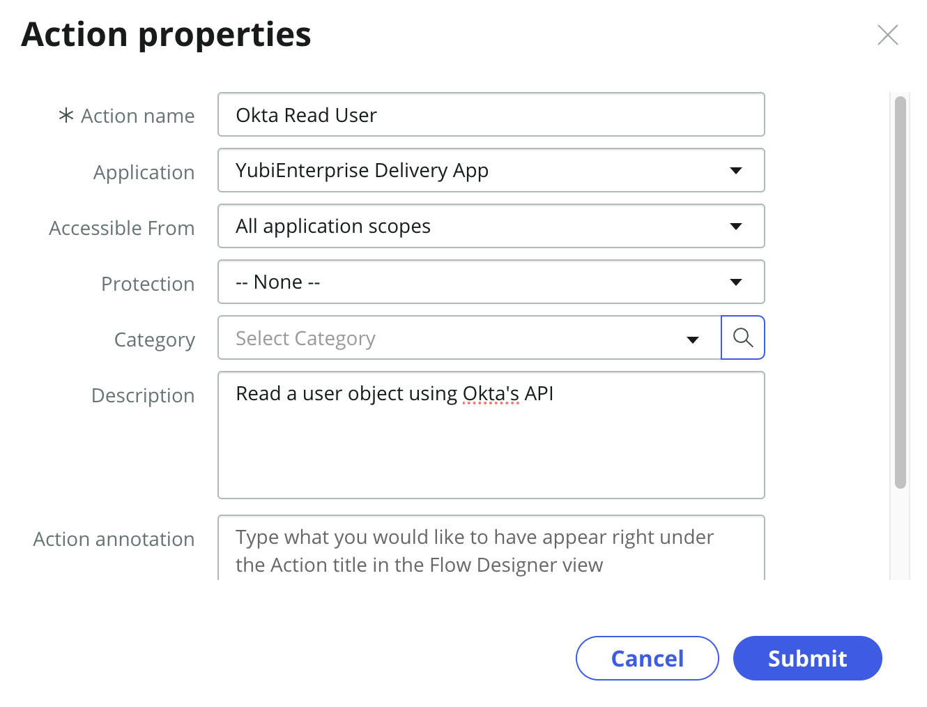 Configuration menu