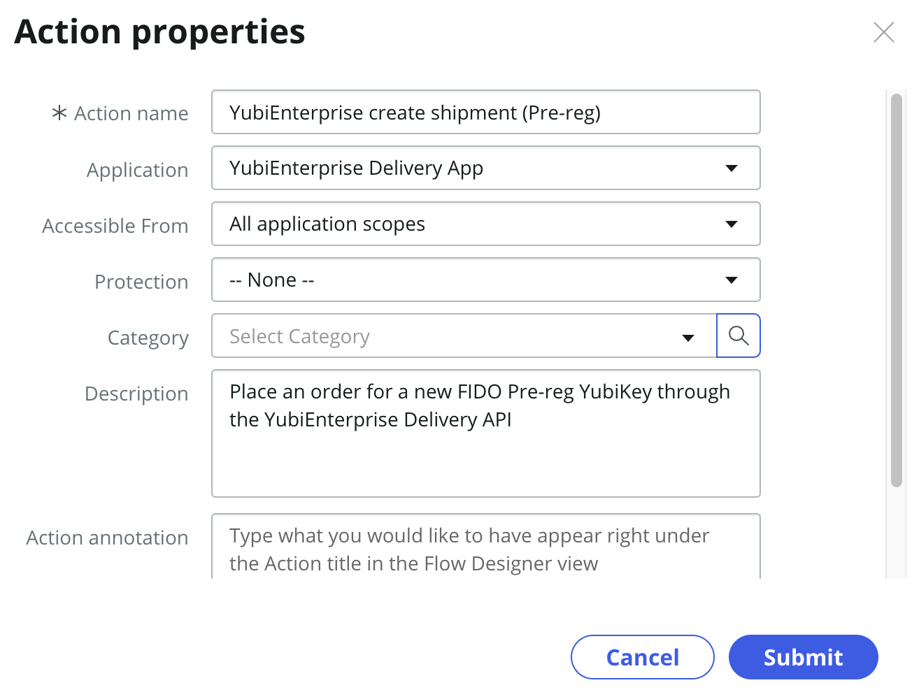 Configuration menu