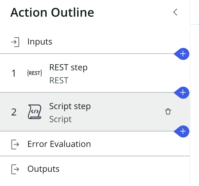 Action outline outputs