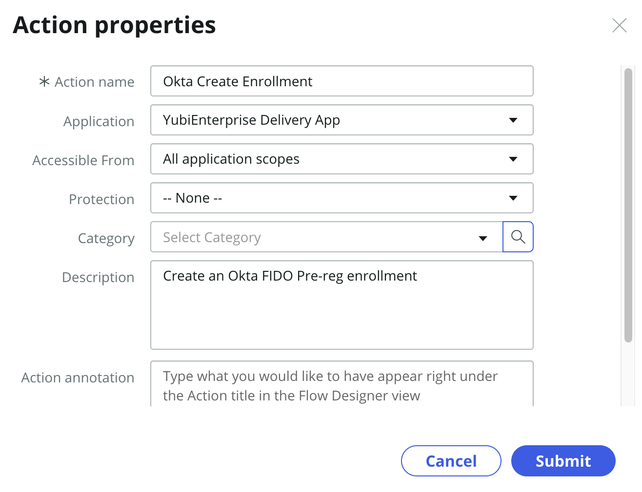 Configuration menu