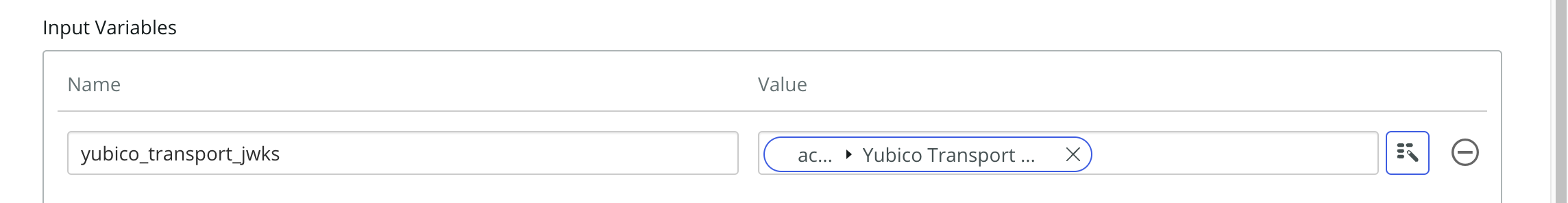 Inputs menu