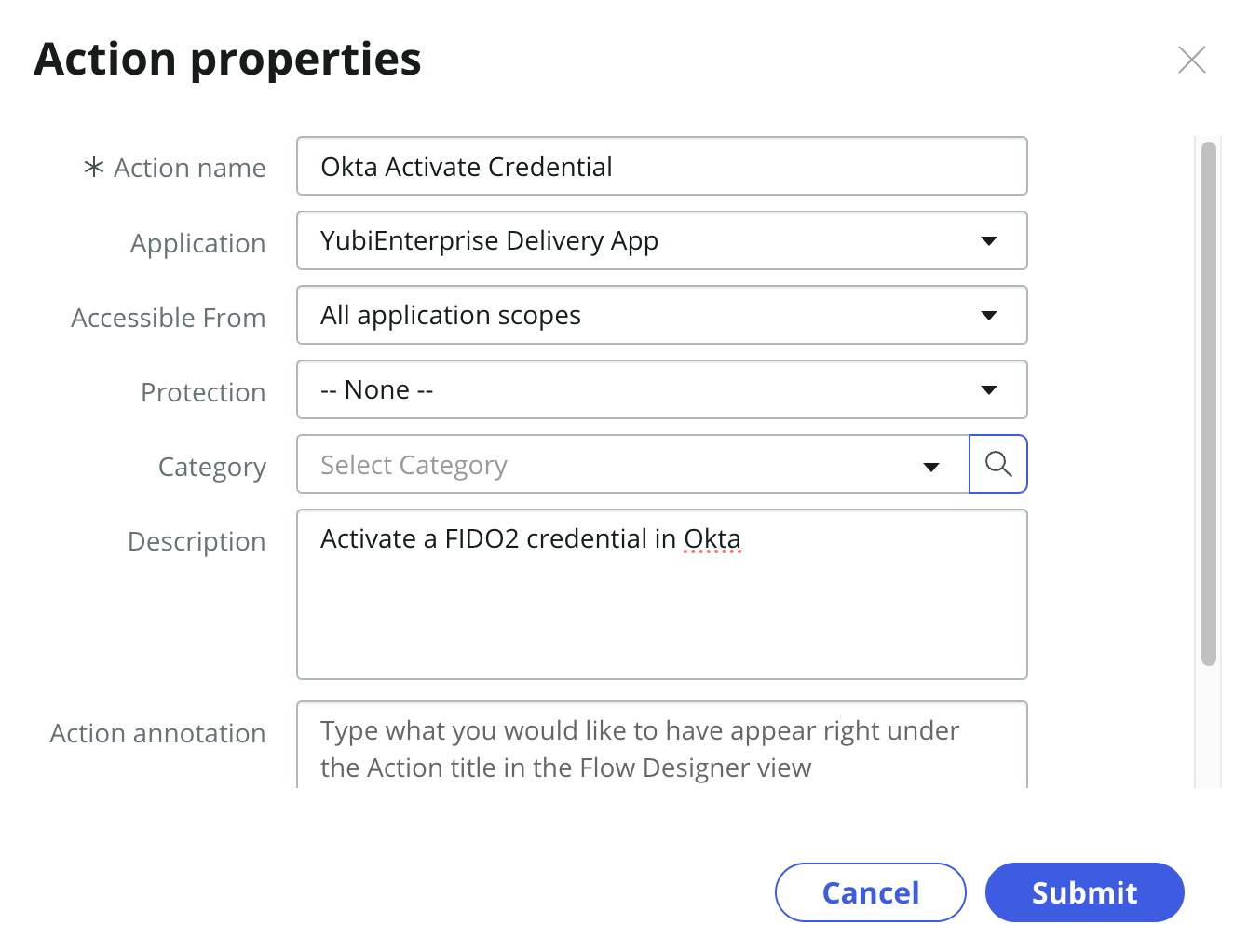 Configuration menu