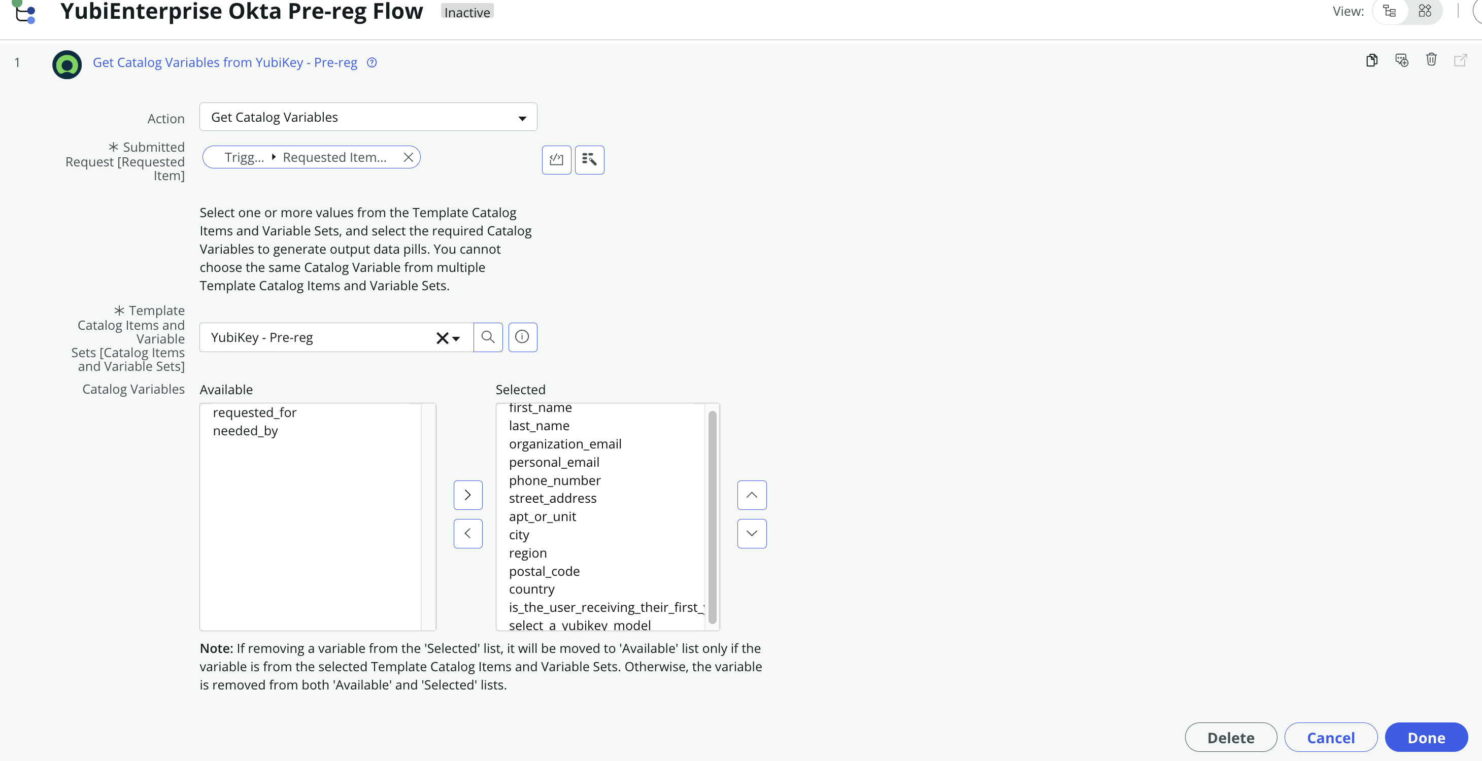 final get catalog variables